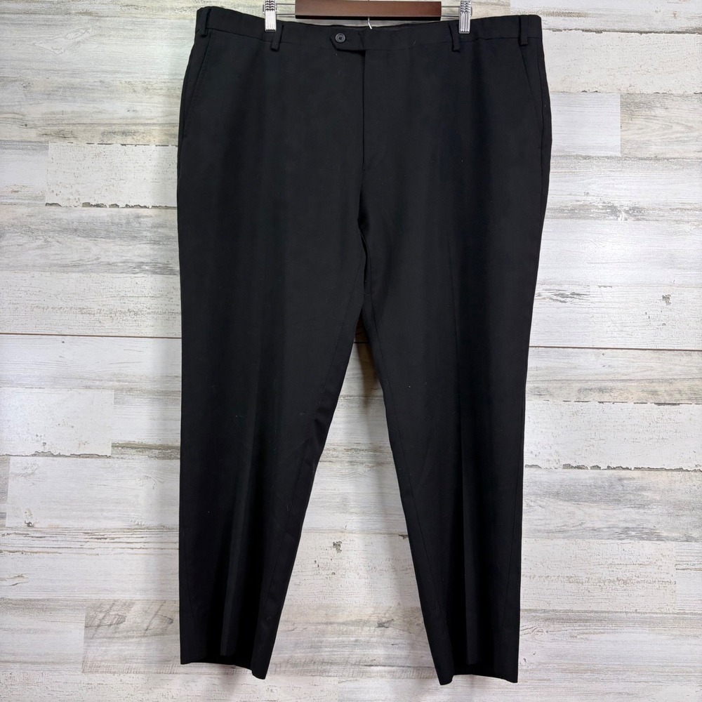 Pronto Uomo Platinum Black Wool Dress Pants Men Size 42x28 Waist Flat Front
